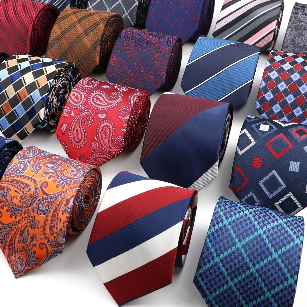 New Men's Classic Luxury Tie 8cm Striped Paisley Plaid All-Match Jacquard Necktie For Business Wedding Prom Daily Wear Accessory 1