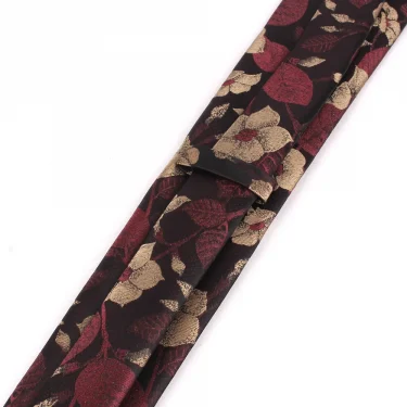 NEW 8cm Wide Tie For Man Jacquard Necktie Luxury Flower Business Neck Tie Suit Cravat Dark Red Ties For Wedding Party Men Gift 5