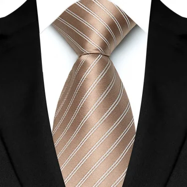 Luxury 8CM Mens Necktie White Beige Color Solid Dot Stripes Tie For Man Groom Jacquard Woven Neck Tie For Business Wedding Party 4