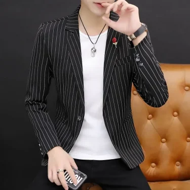 Short Thin Man Suits and Blazers Party Red Slim Fit Cropped Coats Jacket for Men Luxury Designer High Quality Casual Original 5