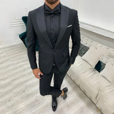 Design Men's Suits 3 Pieces Slim Fit Suit Formal Business Groom Wear Costume Wedding Tuxedos Blazer Vest Pants Homme Mariage 2