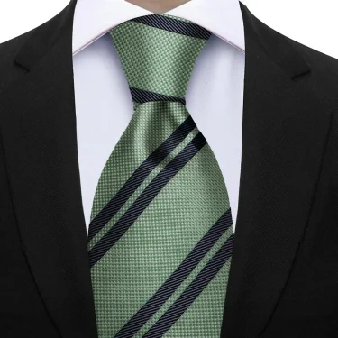 Luxury 7CM Striped Mens Necktie Sage Green Ties For Man Groom Groomsman Jacquard Woven Ascot Formal Business Party Accessories 4