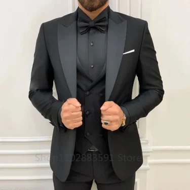 Design Men's Suits 3 Pieces Slim Fit Suit Formal Business Groom Wear Costume Wedding Tuxedos Blazer Vest Pants Homme Mariage 1