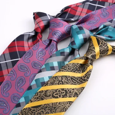 Fashion Men's Classic Stripes Plaid Tie Luxury 8cm Jacquard Neck Tie Necktie For Men Business Wedding Party Daily Wear Accessory 2