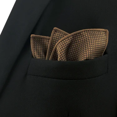 U27 Brown Houndstooth Necktie Set Handmade Wedding Fashion Extra Long Size Classic Ties for Mens Hanky 5