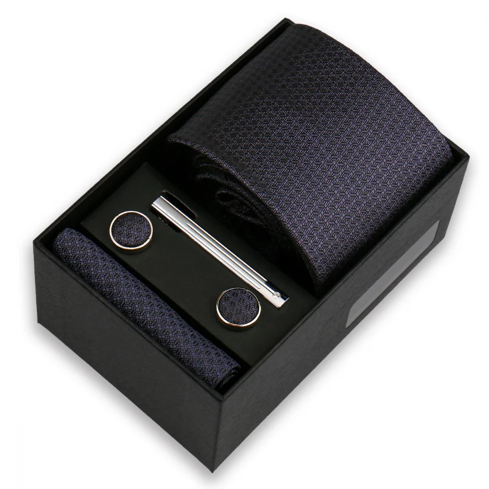 Luxury Tie Set For Men Wedding Gift Box Business Party Fashion Men Tie Set Paisley Handchief Cufflink Tie-Clip Suit Gift For Man 5