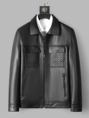 Genuine Leather Short Lapels Sheepskin Business Trends Handsome Jacket Coat