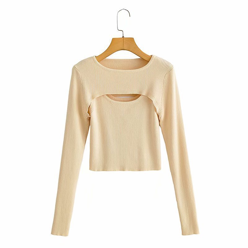 Women's Solid Color Versatile Slim Layering Short Long Sleeve Knit Sweater - Image 5