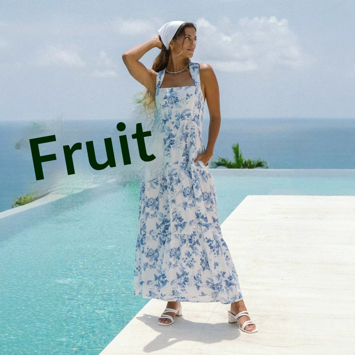 Fresh Print Tie-waist Dress With Pockets And Flared Hem For Vacation - Image 9