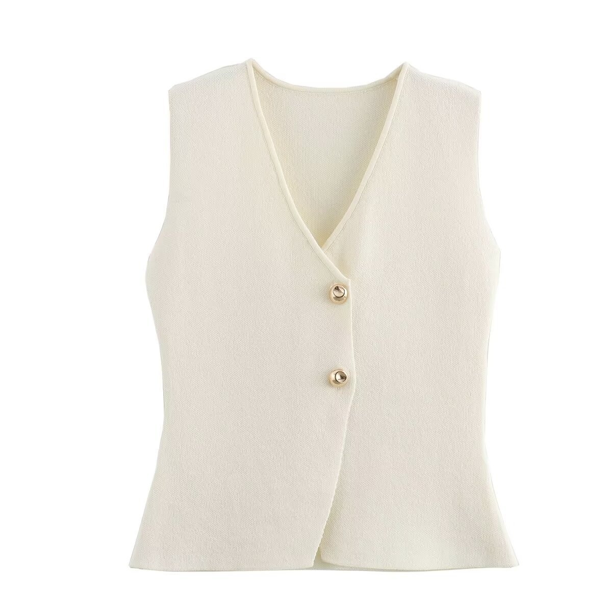 Women's New Gold Button Knit Vest - Image 4