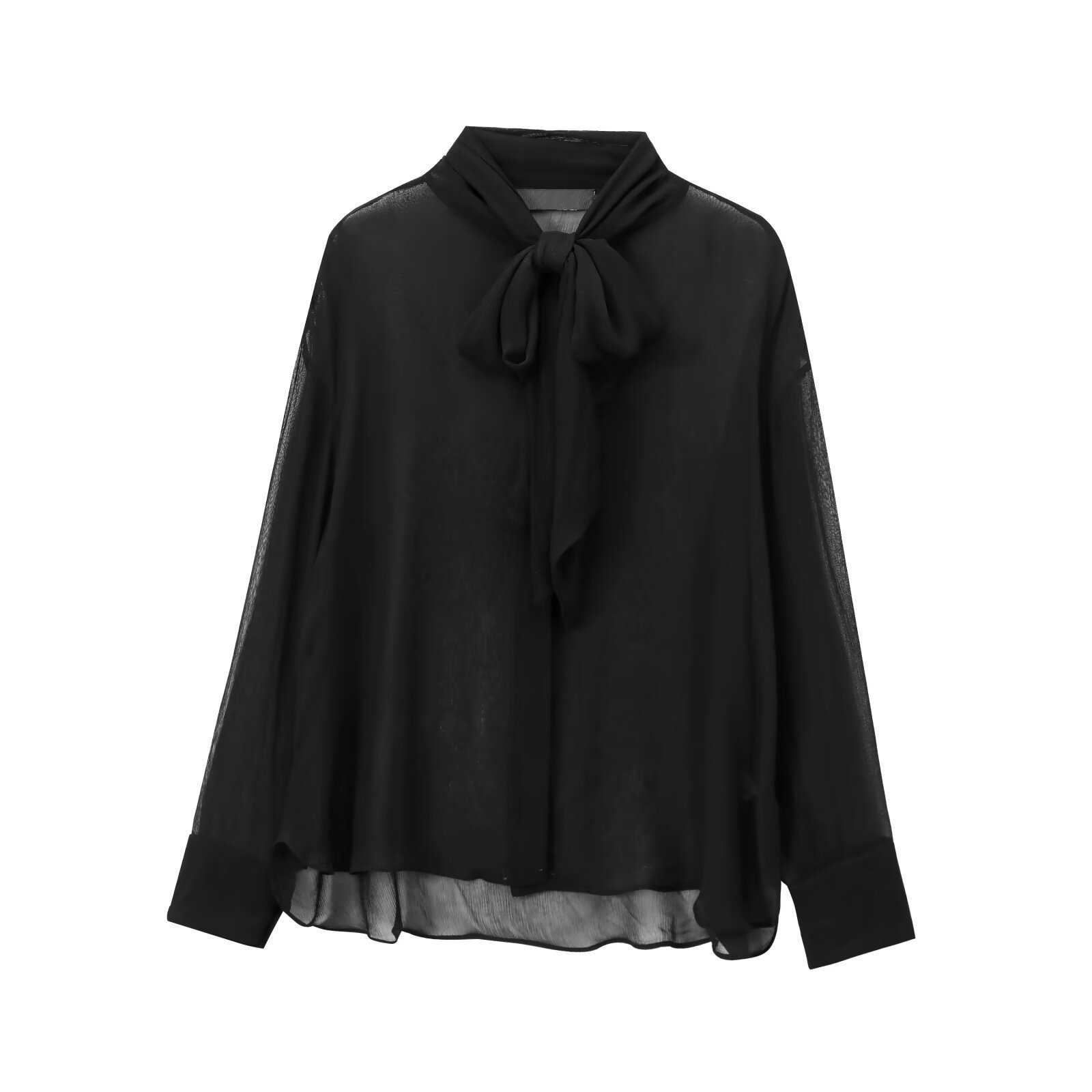 European And American Women's Clothing French Floral Tie Bow Long-sleeved Shirt - Image 3