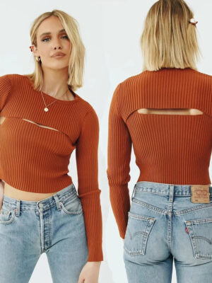 Women's Solid Color Versatile Slim Layering Short Long Sleeve Knit Sweater