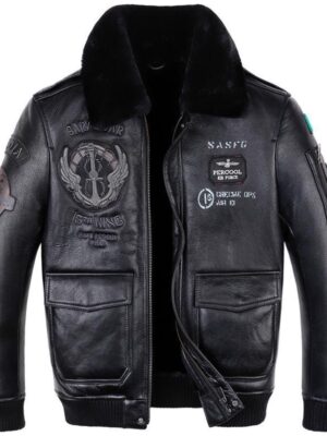 Leather Jacket Flight Suit For Men