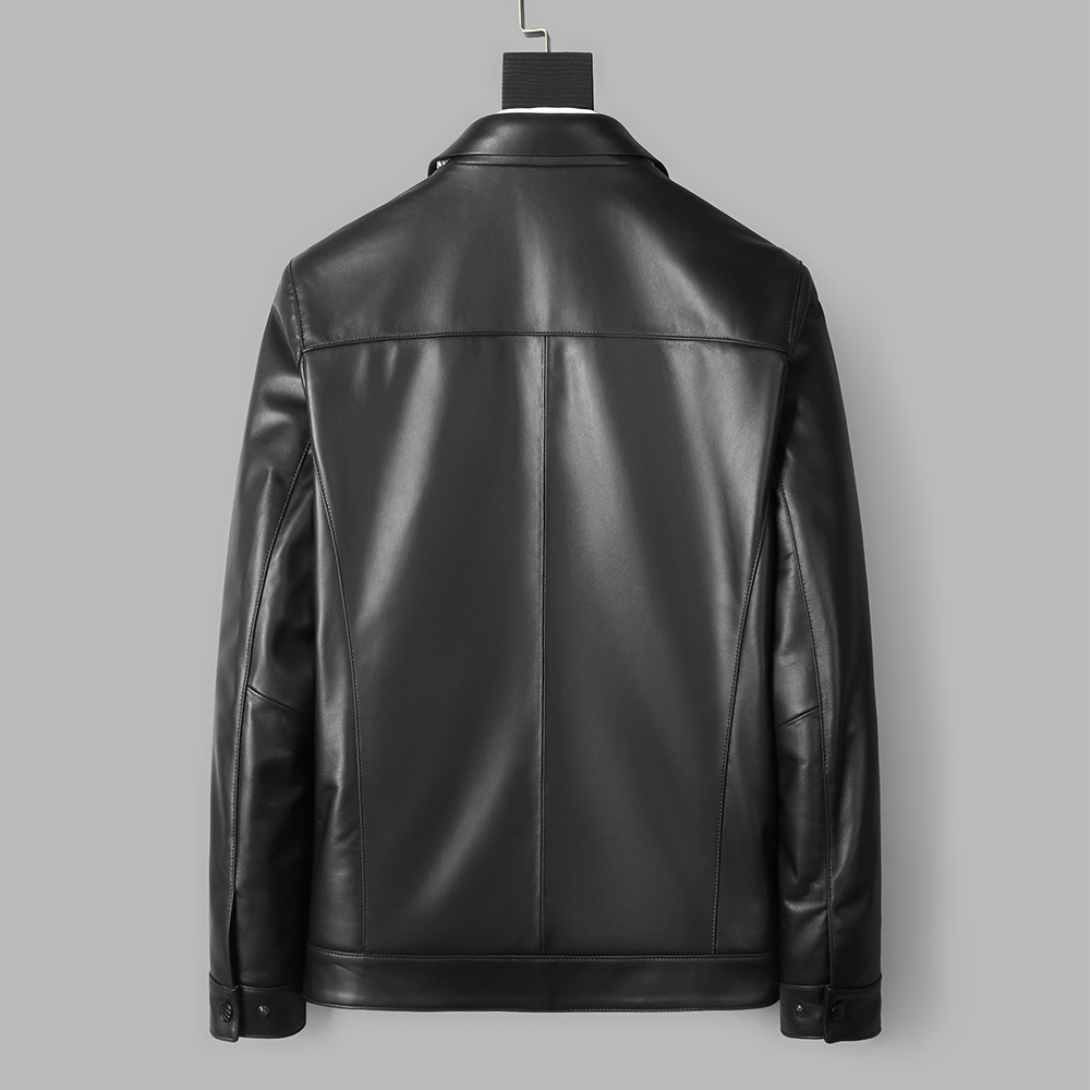 Genuine Leather Short Lapels Sheepskin Business Trends Handsome Jacket Coat - Image 5