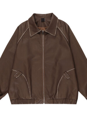 Men's PU Maillard Leather Coat