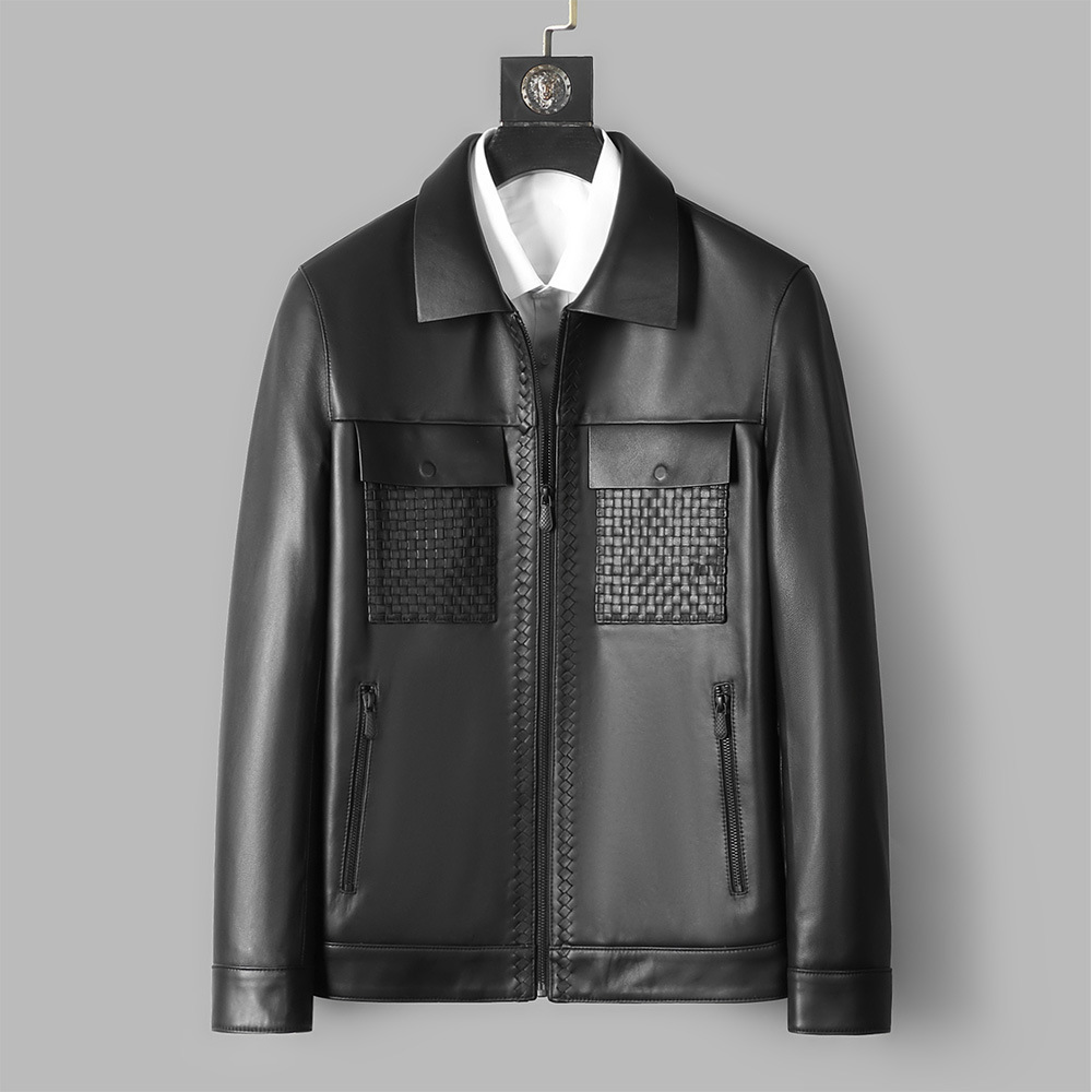 Genuine Leather Short Lapels Sheepskin Business Trends Handsome Jacket Coat - Image 6