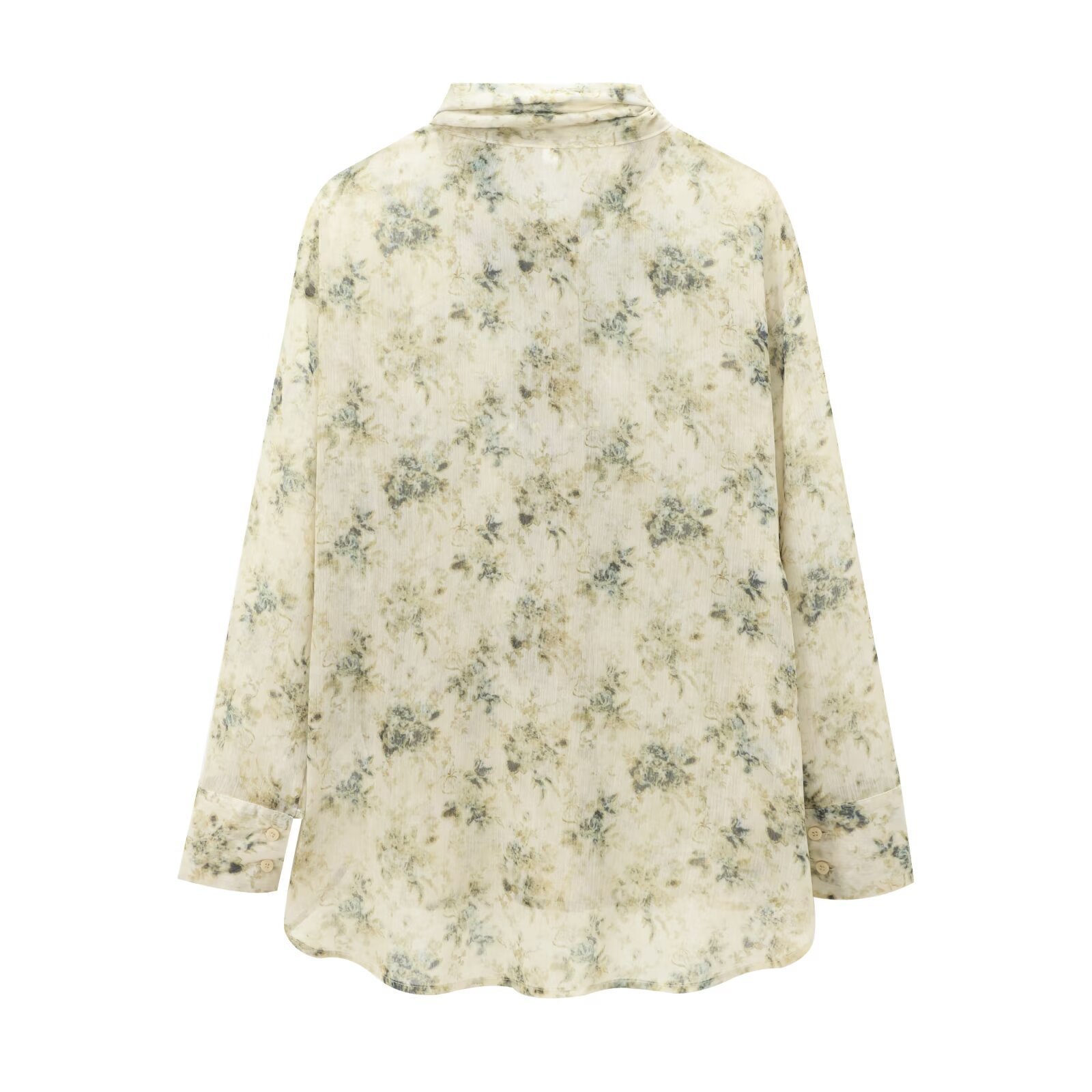 European And American Women's Clothing French Floral Tie Bow Long-sleeved Shirt - Image 5